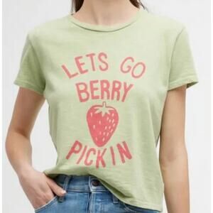 MOTHER Superior Size XS Let's Go Berry Pickin Strawberry Graphic Tee Shirt